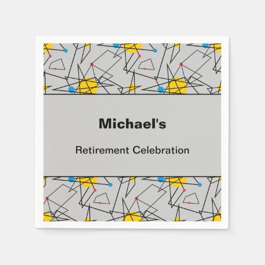 角度幾何学的レトロパターカスタムンイベント スタンダードカクテルナプキン (正面)