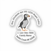 角張ったパフィン立って漫画の家族のホームアドレス シール (正面)