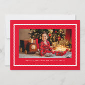 角張ったフレームかわいいシンプル赤1枚の写真クリスマス シーズンカード (正面)