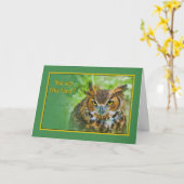 角恋しく思のフクロウ素晴らしのカード カード (黄色い花)