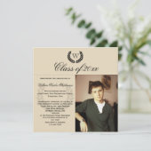 角文字モノグラムクラシック写真卒業 招待状 (スタンド正面)