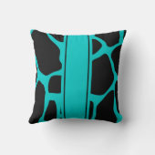 角枕ティール(緑がかった色)ブルーアクアブラックアニマルカウズ クッション (裏面)