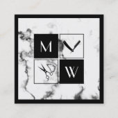 角枠の理容師エレガントの四角いビジネスカー スクエア名刺 (正面)