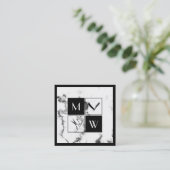 角枠の理容師エレガントの四角いビジネスカー スクエア名刺 (スタンド正面)