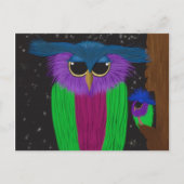 角柱フクロウイラストレーション ポストカード (正面)