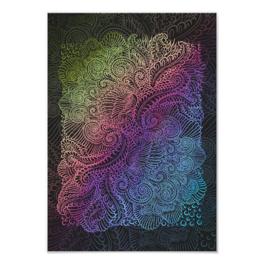 角柱旋回 | レインボーフラクタルフェザーアート フォトプリント (正面)