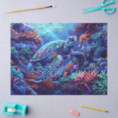 角柱状ウミガメとサンゴの分離 薄葉紙 (クラフト)