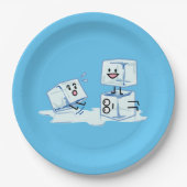 角氷の積み重ねの溶解の風邪をスリップまたは滑ること氷った立方体水 ペーパープレート (正面)