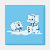 角氷の積み重ねの溶解の風邪をスリップまたは滑ること氷った立方体水 マグネット (正面)