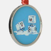 角氷の積み重ねの溶解の風邪をスリップまたは滑ること氷った立方体水 メタルオーナメント (右)