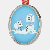 角氷の積み重ねの溶解の風邪をスリップまたは滑ること氷った立方体水 メタルオーナメント (左)