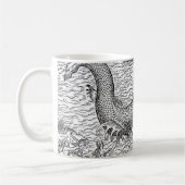 角状のシーサーペントかモンスター コーヒーマグカップ (左)