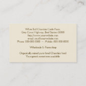 角状のCharolaisの雄牛の写真 名刺 (裏面)