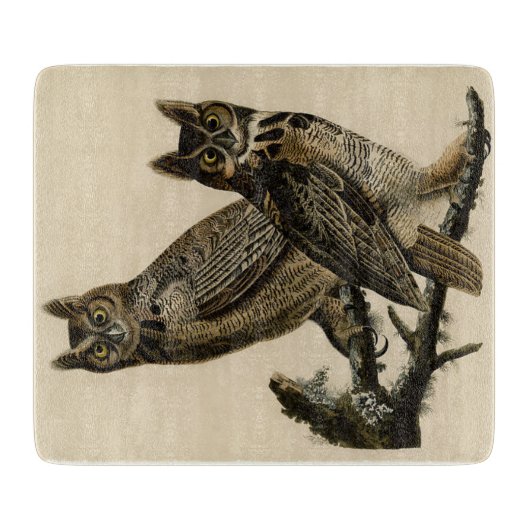 角素晴らしのフクロウ(by John James Audubon) カッティングボード (正面)