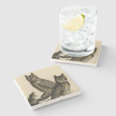 角素晴らしのフクロウ(by John James Audubon) ストーンコースター (横)