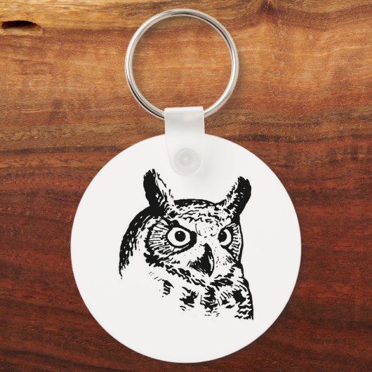 角素晴らしフクロウのロゴ キーホルダー (正面)