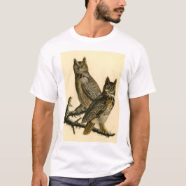 角素晴らしフクロウヴィンテージ動物学イラストレーション Tシャツ