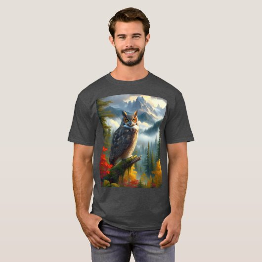 角素晴らしフクロウ野生自然 Tシャツ (正面フル)