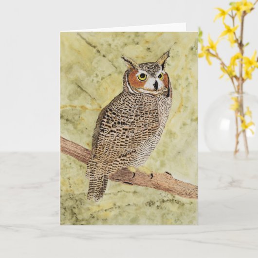 角素晴らしフクロウ カード (黄色い花)
