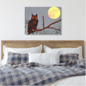 角素晴らしフクロウ |満月 キャンバスプリント (インサイチュ (寝室))