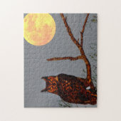 角素晴らしフクロウ |満月 ジグソーパズル (縦)
