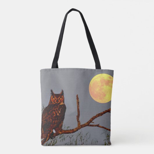角素晴らしフクロウ |満月 トートバッグ (裏面)