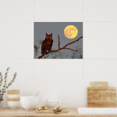 角素晴らしフクロウ |満月 ポスター (キッチン)