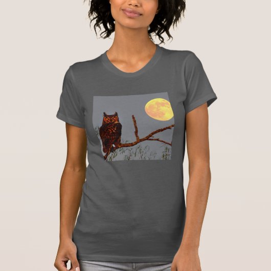 角素晴らしフクロウ |満月 Tシャツ (正面)