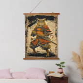 角素晴らし付きフクロウの侍 – インクリ日本のンク 吊り下げ型タペストリー (寝室)