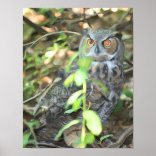 角素晴らし型フクロウ油絵を描写真 ポスター (正面)