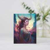 角絵葉書ファンタジー付き女性 ポストカード (スタンド正面)