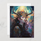 角絵葉書ファンタジー付き女性 ポストカード (正面/裏面)