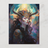角絵葉書ファンタジー付き女性 ポストカード (正面)