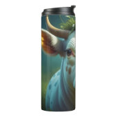 角花が咲き乱れたかわいい白い愛牛 タンブラー (回転左)