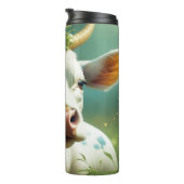 角花が咲き乱れたかわいい白い愛牛 タンブラー (回転右)