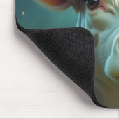 角花が咲き乱れたかわいい白い愛牛 マウスパッド (コーナー)