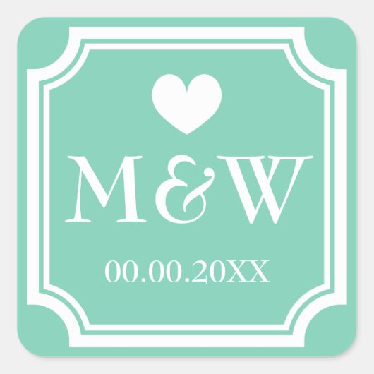 角造幣局モノグラム結婚式の引き出物シール スクエアシール (正面)