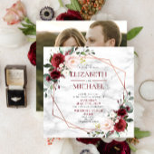 角銅幾何大理石バーガンディ写真 招待状