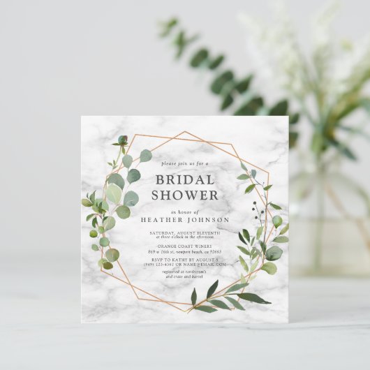 角銅幾何大理石ユーカリのシャワー 招待状 (スタンド正面)