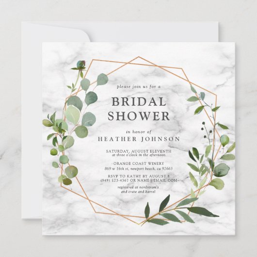 角銅幾何大理石ユーカリのシャワー 招待状 (正面)