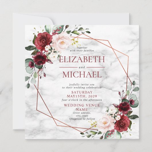 角銅幾何学大理石結婚の 招待状 (正面)