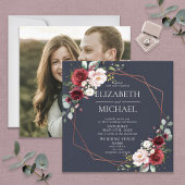 角銅幾何学模様ブルゴーニュ青い写真 招待状