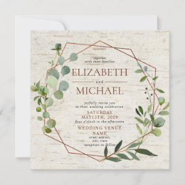 角銅素朴幾何学的ユーカリ結婚ス 招待状