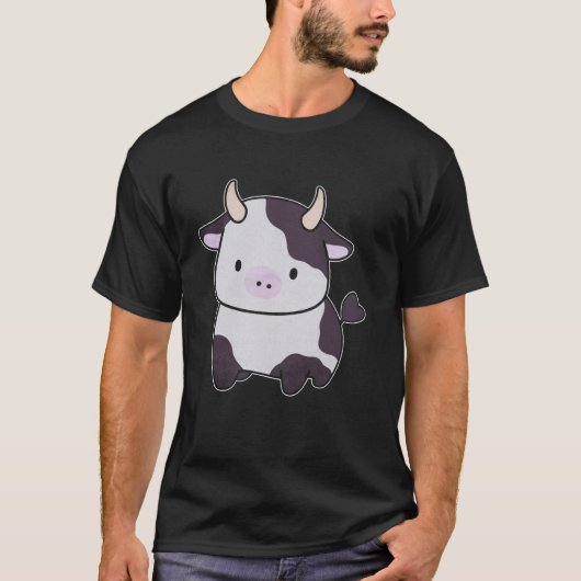 角飾り付き可愛い牛牛 Tシャツ (正面)