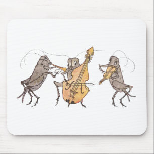 角、チェロ及びバイオリンが付いているコオロギバンド マウスパッド