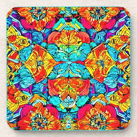 解カラフル放パターン:クリエイティブデザイン コースター (正面)