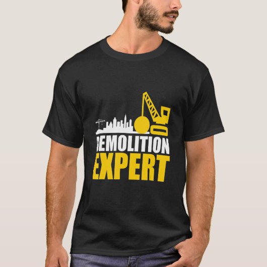 解体エキスパートショベルクレーン建築Wor Tシャツ (正面)