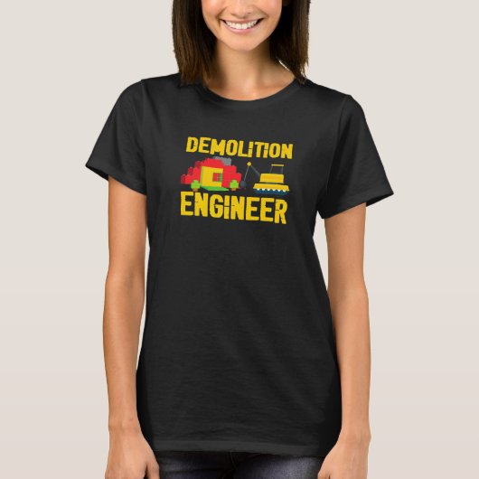 解体エンジニアマスタービルダー建物ブロック Tシャツ (正面)