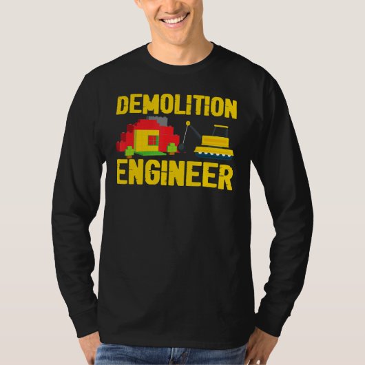 解体エンジニアマスタービルダー建物ブロック Tシャツ (正面)