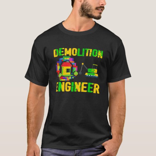 解体エンジニアマスタービルダー建物レンガ Tシャツ (正面)